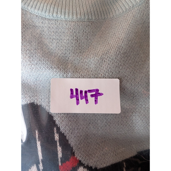 ModCloth Light Blue Intarsia Knit Hound Dog Crew Neck Sweater Basset Dog Lover - Picture 10 of 10